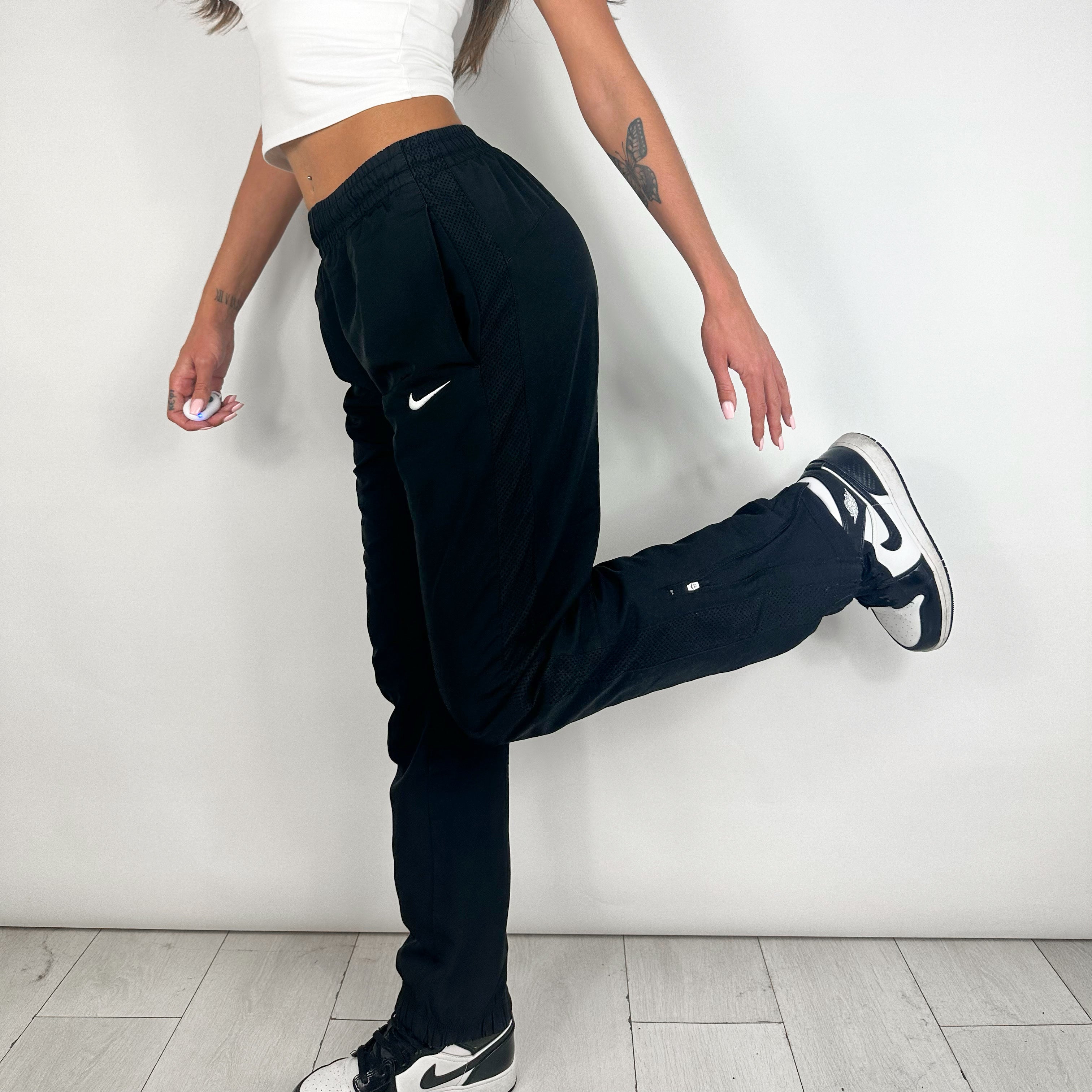 Nike black swoosh track pants (S/M) – 90s Baby Vintage